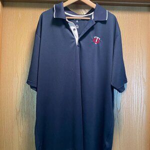 MINNESOTA TWINS "TC" Men Navy Short Sleeve Golf Polo Shirt XXL MLB Preppy